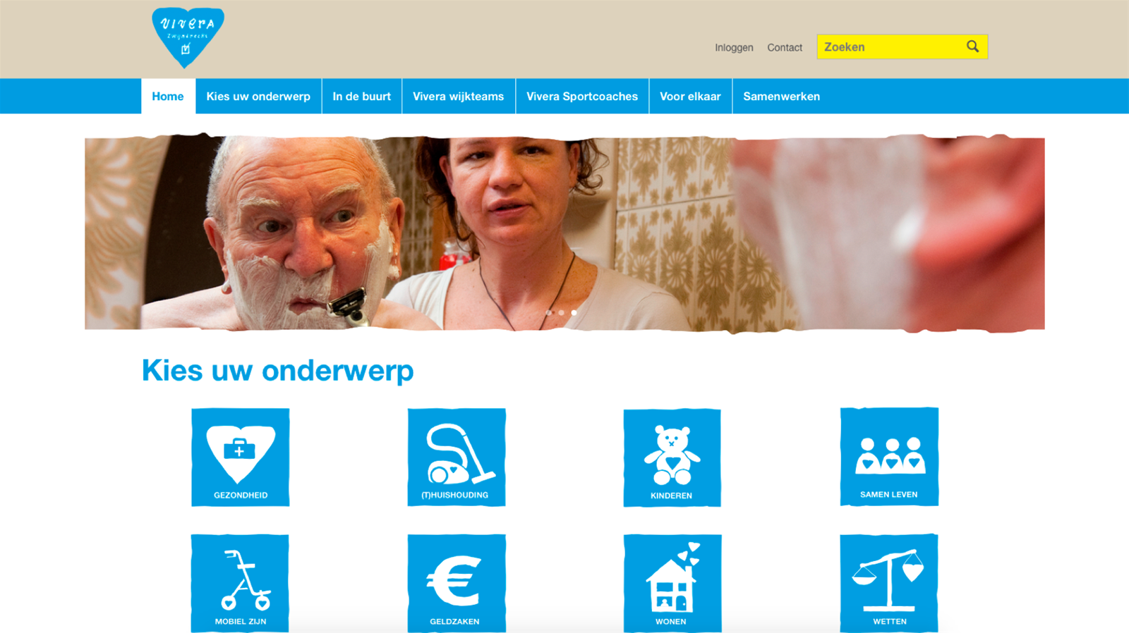 Homepage van Vivera Zwijndrecht op basis van het Mett platform 