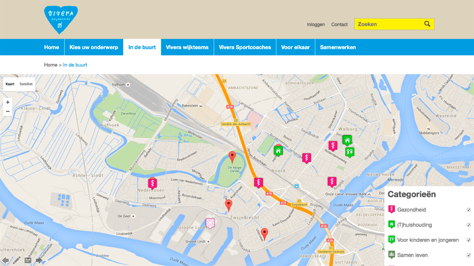 Voorzieningen op de kaart in het Mett platform van Vivera Zwijndrecht